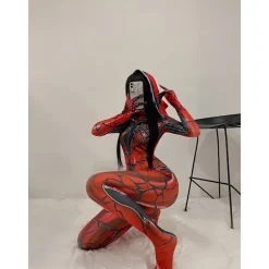 Spiderman Kostume Voksen Rød Ghost Spider Kostume Jumpsuit Bodysuit L