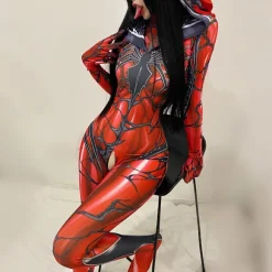 Spiderman Kostume Voksen Rød Ghost Spider Kostume Jumpsuit Bodysuit L