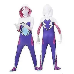Spiderman Kostume Voksen Børn Gwen Stacy Spider Cosplay Superhelt Bodysuit Jumpsuit Kvinder_Lucky_B 110 cm