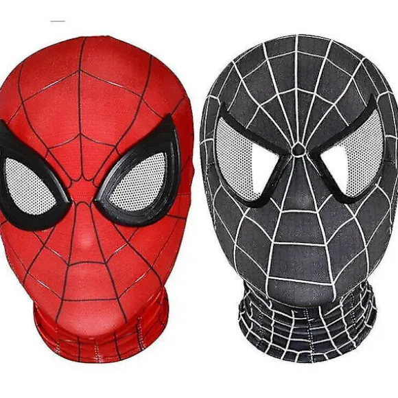 Spiderman Mask Halloween kostume Cosplay Balaclava hætte Voksne Børn (sort/rød)