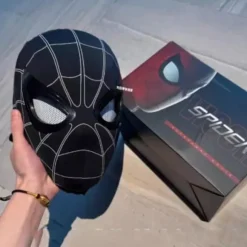 Spider-Man Maske med fjernbetjening og LED-blinkende øjne Black Headband+Ring Control