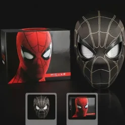 Spider-Man Maske med Fjernbetjening til Blinkende Øjne & Cosplay-FX Black Spider Man Headset/Blinkable