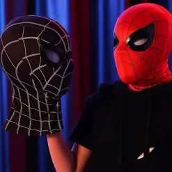 Spider-Man Maske med Fjernbetjening & LED Blinkende Øjne [ZHE] Red Electric Headband+Ring Control