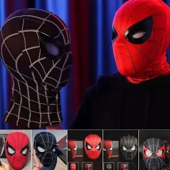 Spiderman Maske med Ring Fjernbetjening til Blinkende Øjne, Blinkende Øjne, Hjelm, Cosplay Fest, Halloween Maske Rekvisitter Black Headband+Ring Control | Fyndiq