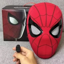 Spiderman Maske med Ring Fjernbetjening til Blinkende Øjne Blinkende Hjelm Cosplay Party Halloween Maske Rekvisitter Red Electric Headband+Ring Control | Fyndiq