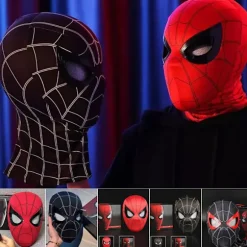 Spiderman Maske med Ring Fjernbetjening til Blinkende Øjne Blinkende Hjelm Cosplay Party Halloween Maske Rekvisitter Red Electric Headband+Ring Control | Fyndiq