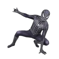 Spiderman Venom Cosplay Kostume - Sort Remy Aftagelig Hætte Voksen Bodysuit Hood Detachable XL