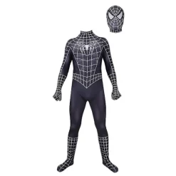 Spiderman Venom Cosplay Kostume - Sort Remy Aftagelig Hætte Voksen Bodysuit Hood Detachable XL