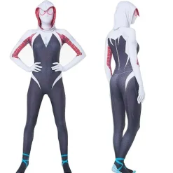Spiderman Zentai Bodysuit Superhero Gwen Stacy Cosplay Kostume Jumpsuit Maske Dragt Piger Kvinde Bodysuit Halloween Voksen Barn H_a -a 170