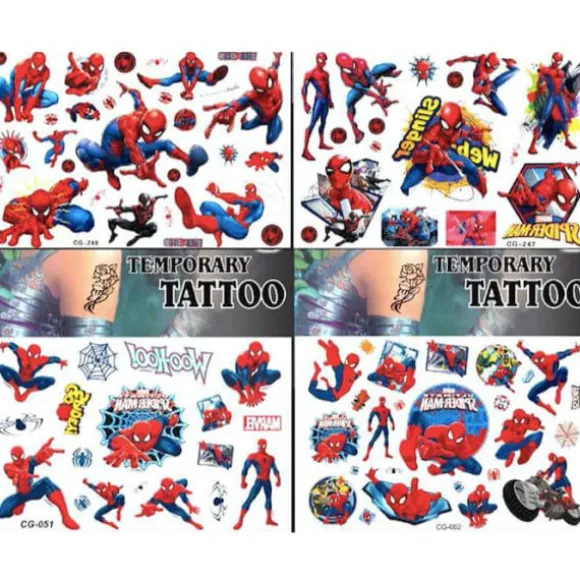 Spiderman-tatoveringer - 4 ark - Børnetatoveringer - Avengers flerfarvet
