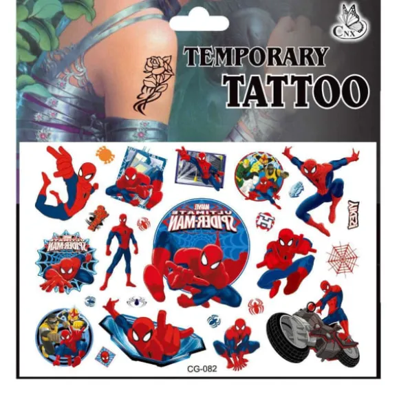 Spiderman-tatoveringer - 4 ark - Børnetatoveringer - Avengers flerfarvet