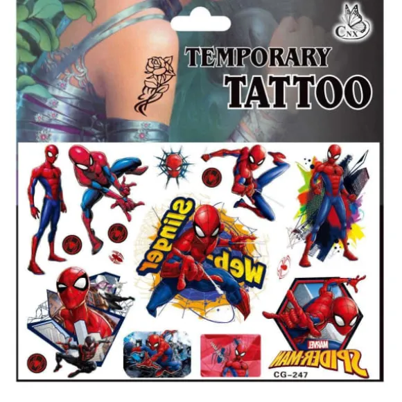 Spiderman-tatoveringer - 4 ark - Børnetatoveringer - Avengers flerfarvet