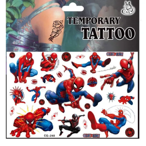 Spiderman-tatoveringer - 4 ark - Børnetatoveringer - Avengers flerfarvet
