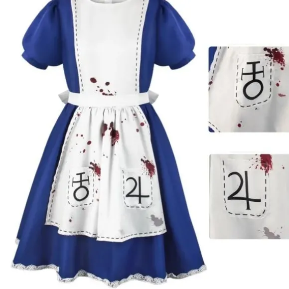Spil Alice Madness Returns Cosplay Kostume Alice Pigekjole Uniform Voksen Kvinder Halloween anime Piger karneval udklædningsfest XS XS wig