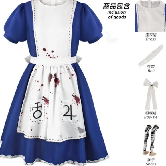 Spil Alice Madness Returns cosplay kostume Alice gris kostume voksen kvinde Halloween anime pige karneval udklædningsfest M-WELLNGS M-XF32- M,CJY M en-US | Fyndiq