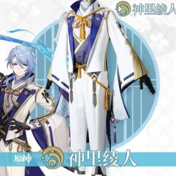 Spil Genshin Impact Kamisato Ayato Cosplay Kostume Cosplay Ayato Fuld Sæt Outfits Paryk Halloween Cosplay Anime XL Wig onesize