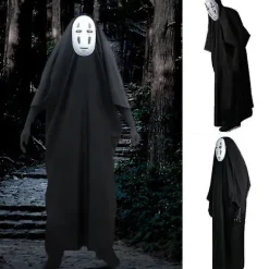 Spirited Away No Face Kaonashi Performance Kostume Fancy Up Outfit Kappe Maske Handsker Sæt XL
