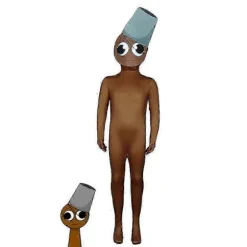 Sprunki Cosplay Kostume Jumpsuit Fest Udklædning Bodysuit Brown 140