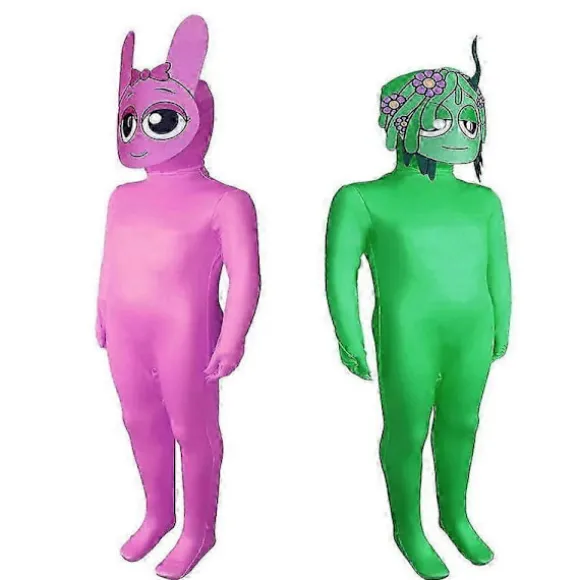 Sprunki Cosplay Kostume Jumpsuit Fest Udklædning Bodysuit Brown 140
