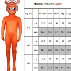 Sprunki Incredibox Barn Jumpsuit med Hætte Outfit Kostume Langærmet Lynlås Playsuit til Voksen & Børn Orange Orange 130cm