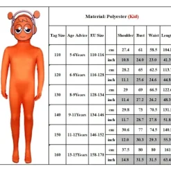 Sprunki Incredibox Barn Jumpsuit med Hætte Outfit Kostume Langærmet Lynlås Playsuit til Voksen & Børn Orange Orange 130cm