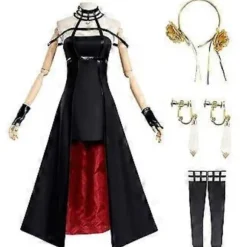 Spy X Family Anime Yor Forger Cosplay Kostume Halloween Rollespil Party Maskerade Tøj Handsker Strømper Hovedbeklædning Øreringe Sæt -NMAOV( M)[CO]