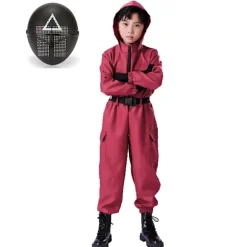 Squid Game 2 Børnetøj med Maske Tøj+trekantet maske Clothes+triangular mask 140
