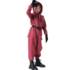 Squid Game 2 Børnetøj med Maske Tøj+trekantet maske Clothes+triangular mask 140