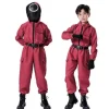 Squid Game Cosplay Kostume Jumpsuit + Maske til Børn Kvadrat 150cm Kvadrat 130cm