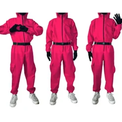 Squid Game Costume - Cosplay Suit Rød Red M
