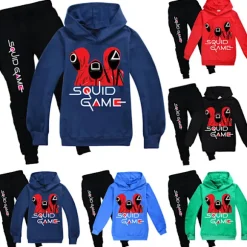 Squid Game Drenge Piger Sportswear Cosplay Kostume Jakke+bukser . navy blue 120cm