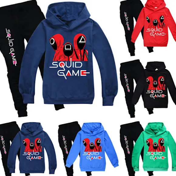 Squid Game Drenge Piger Sportswear Cosplay Kostume Jakke+bukser . navy blue 120cm