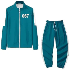 Squid Game Jakke Bukser Sport Lynlås Cardigan Digital 067 Tryk Lomme Sweatshirts Sæt . XXL
