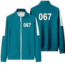 Squid Game Jakke Bukser Sport Lynlås Cardigan Digital 067 Tryk Lomme Sweatshirts Sæt . XXL