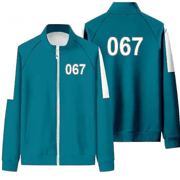 Squid Game Jakke Bukser Sport Lynlås Cardigan Digital 067 Tryk Lomme Sweatshirts Sæt . XXL