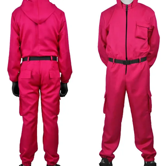 Squid Game Kostume / Maskeraddrækt - Cosplay Dragt Rød M Red