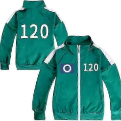 Squid Game 2-Spillers Cosplay Kostume Tracksuit Komplett Tøj Sæt 130cm No.120