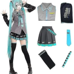 Sæt Hatsune Miku Cosplay Kostume Dame Sceneoptræden Falsk Tegneseriefigur Uniform Halloween Party-Xin M