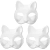 st katte maske, Therian masker hvide katte masker blank DIY Halloween maske cosplay, 50% rabat