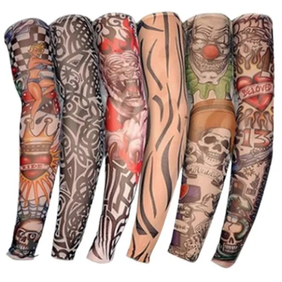 Sæt med 6 Udendørs Cykling Tattoo Ærmer Sømløse Mænds og Kvinders Blomst Arm Udendørs Solbeskyttelse Arm Ærmer