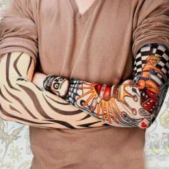 Sæt med 6 Udendørs Cykling Tattoo Ærmer Sømløse Mænds og Kvinders Blomst Arm Udendørs Solbeskyttelse Arm Ærmer