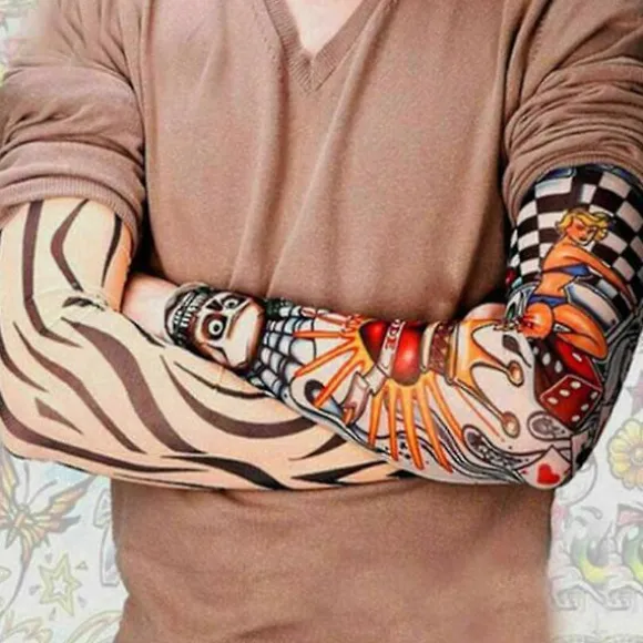 Sæt med 6 Udendørs Cykling Tattoo Ærmer Sømløse Mænds og Kvinders Blomst Arm Udendørs Solbeskyttelse Arm Ærmer