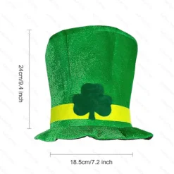 St. Patricks Dag Grøn Fløjl Shamrock Hat til Mænd Kvinder Irsk Fest Cosplay[D]