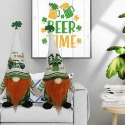 St. Patricks Dag Nisser Dukke Saint Patricks Grøn Ansigtsløs Dukke Dekor Vedhæng Hjem Dekoration-B.pa