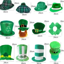 St. Patrick's Day Ternet Stof Fedora Hat | Fest Tilbehør, Irsk Festival Hat Shamrock Høj Hat Grøn Hat Festival Dekorationer L