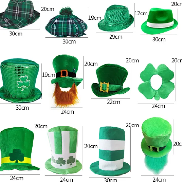 St. Patrick's Day Ternet Stof Fedora Hat | Fest Tilbehør, Irsk Festival Hat Shamrock Høj Hat Grøn Hat Festival Dekorationer L