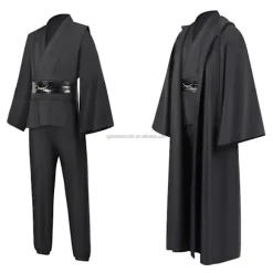 Star Wars Kenobi Jedi Robe - Premium Sort Cosplay Kostume til Lyssværdsdueller Black XL