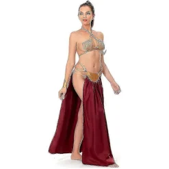 Star Wars Leia Slavekostume Kvinder Sexet Guld Bikini Sæt Halloween Fest CosplayCJY kvinde female S