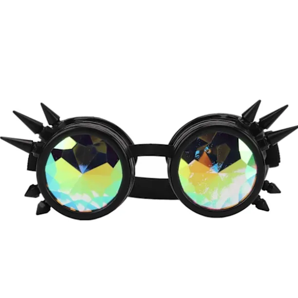 Steampunk Briller Retro PC ABS med elastisk rem Kaleidoscope Rave Briller til Fest Sort