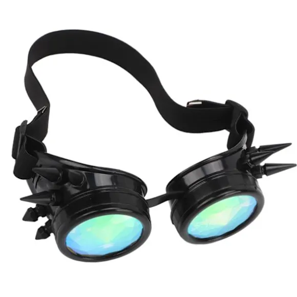 Steampunk Briller Retro PC ABS med elastisk rem Kaleidoscope Rave Briller til Fest Sort